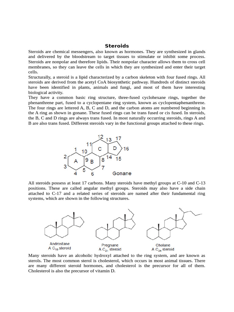 Understanding Steroids: Types and Functions | PDF | Steroid | Estrogen