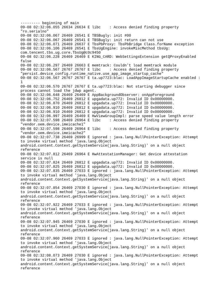 Android Error Log Analysis | PDF | Object Oriented Programming | Computing