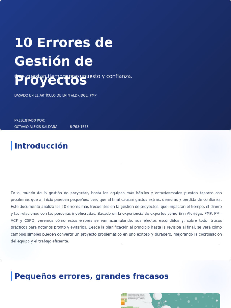 10 Errores Comunes en Proyectos | PDF | Gestión de proyectos