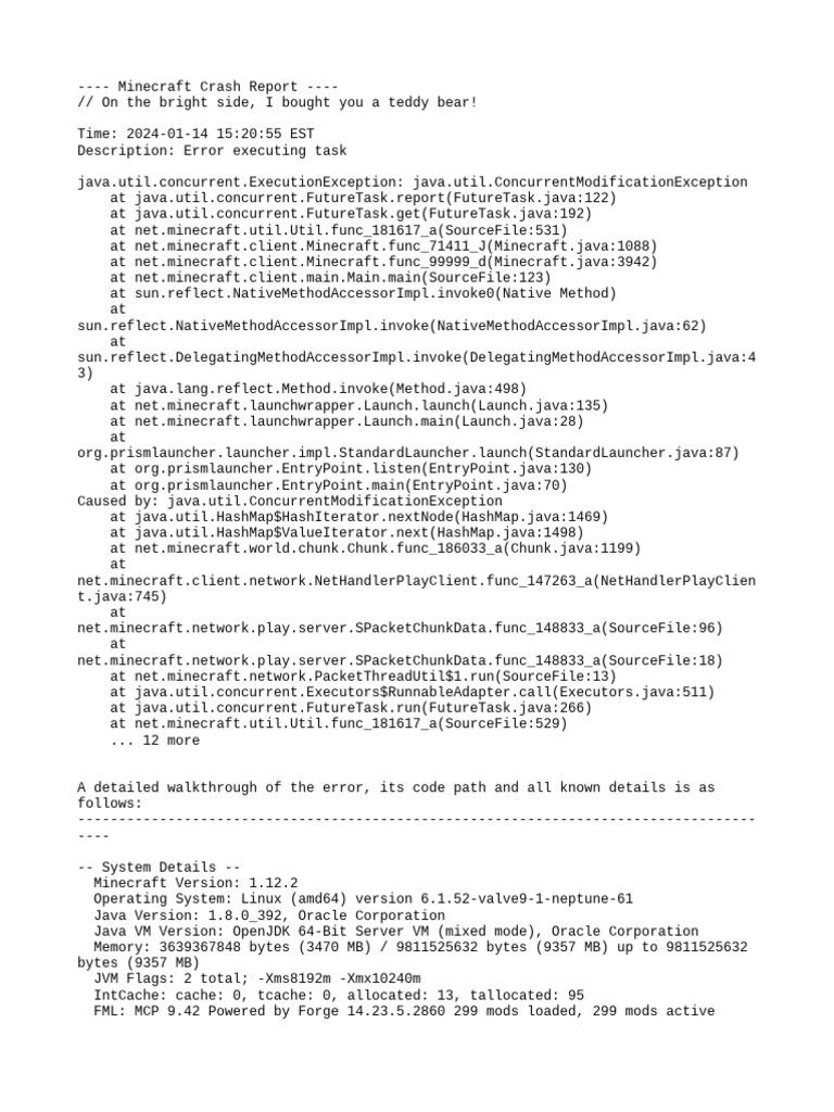 Minecraft 1.12.2 Crash Report Analysis | PDF | Java (Programming ...