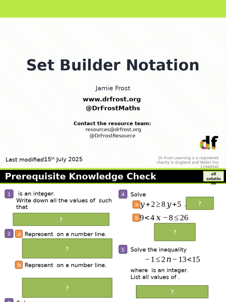 Set Builder Notation - Lesson | PDF | Integer | Real Number