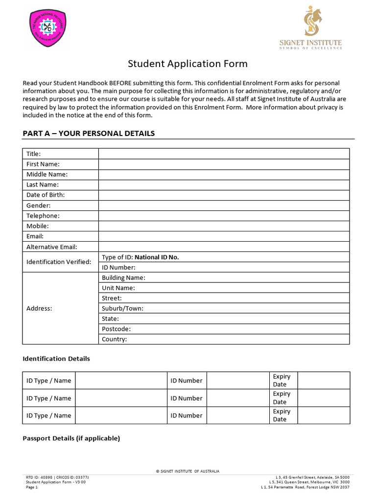 Application Form for Signet Courses | PDF | Vocational Education | Diploma