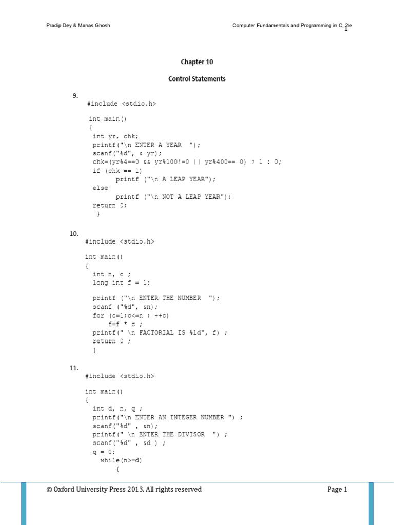 474 39 Solutions-Instructor-manual Chapter-10 Control Statements | PDF ...