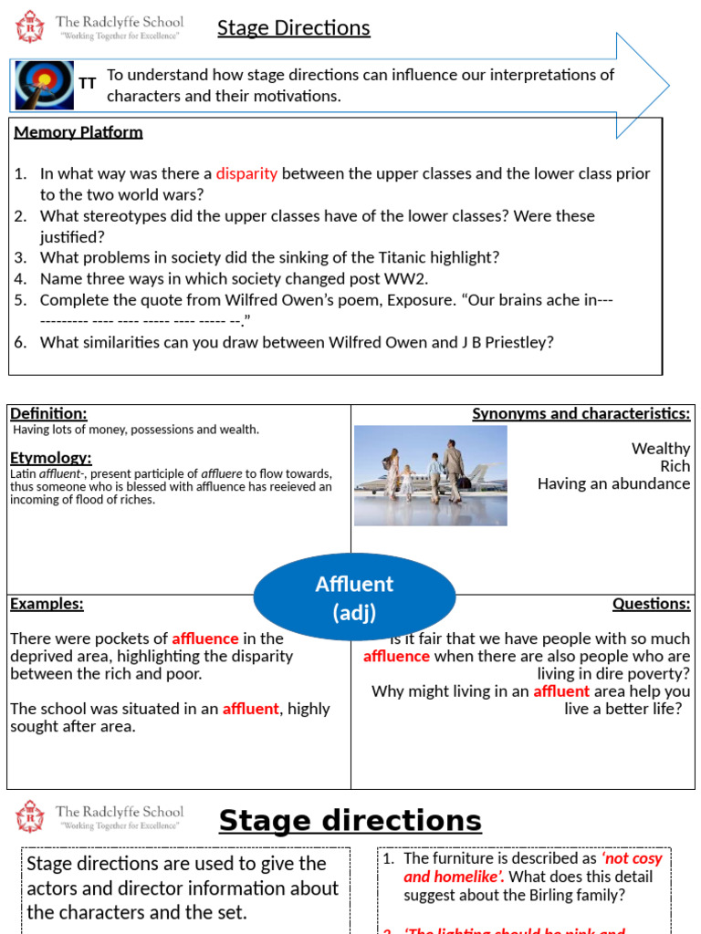 Pre-reading Stage Directions | PDF