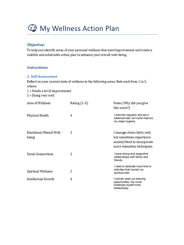 My Wellness Action Plan (1) Copy | PDF | Well Being | Social Psychology