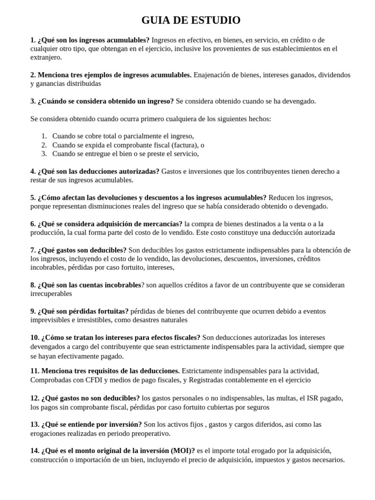 Ingresos y Deducciones Fiscales Esenciales | PDF | Interés | Depreciación