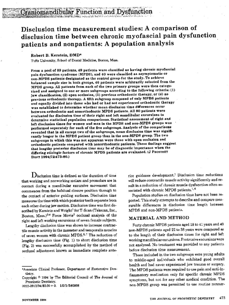 Disclusion Time Measurement Studies Stability of Disclusion Time a 1 ...