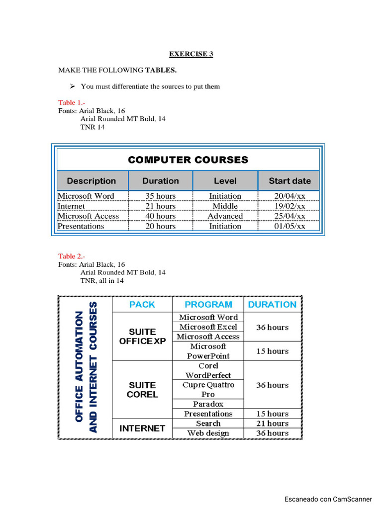 Exercise 3 - Tables | PDF