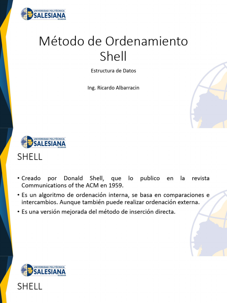 Método de Ordenamiento Shell: Guía Completa | PDF | Algoritmos y ...