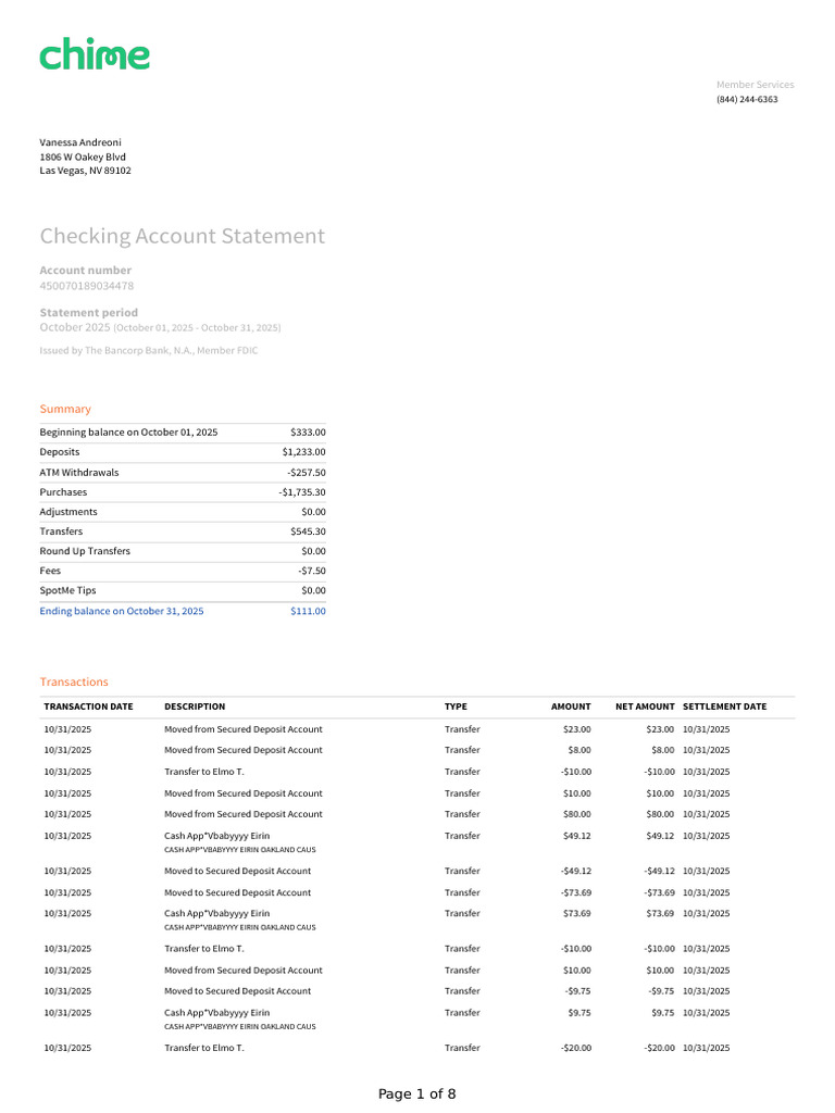 October 2025 Checking Statement | PDF | Transaction Account | Financial ...