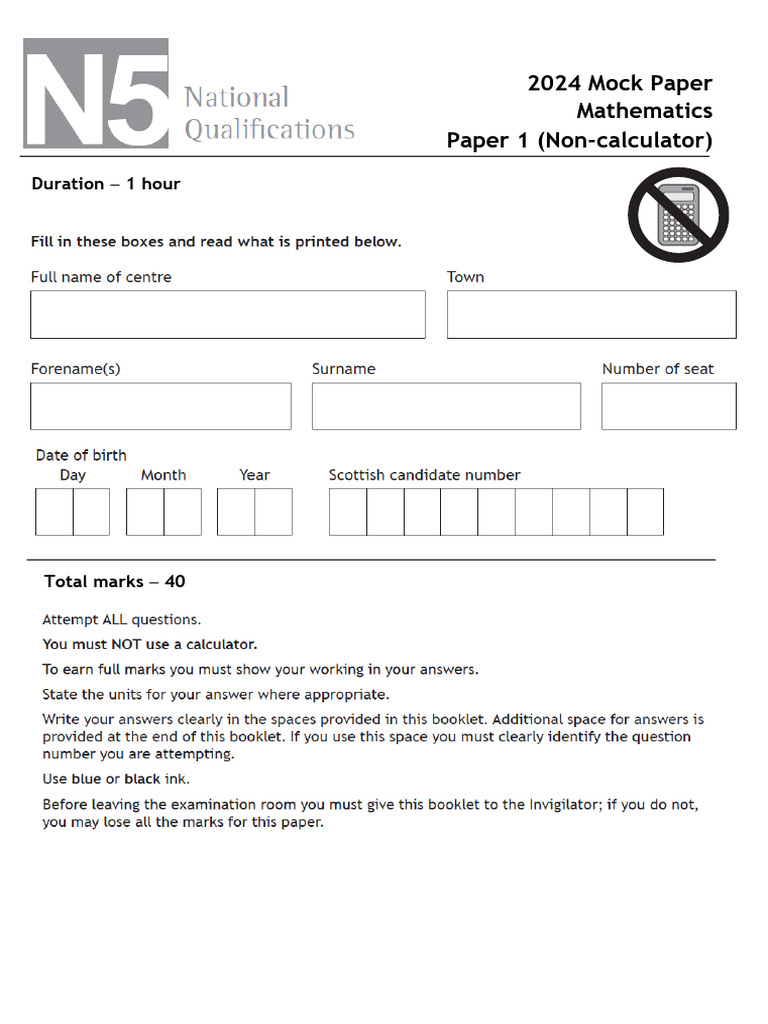 2024 Mathematics Mock Exam Papers | PDF | Carbon Dioxide | Circle