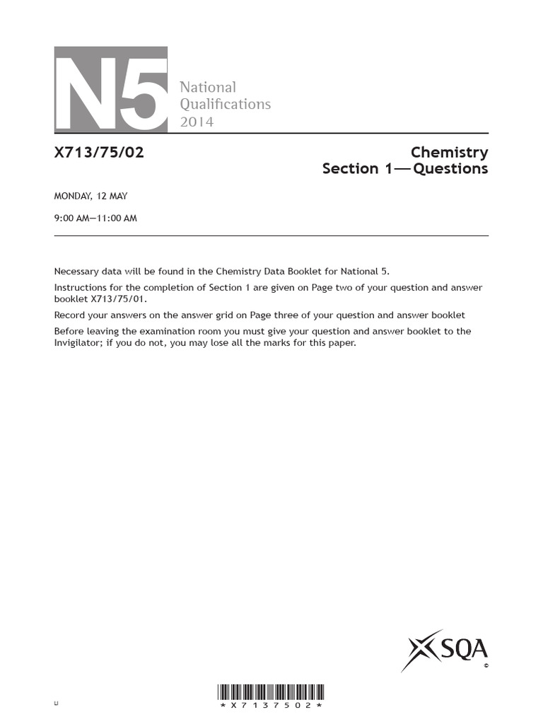 2014 National 5 Chemistry - MC + Written | PDF | Chemical Bond | Diet ...