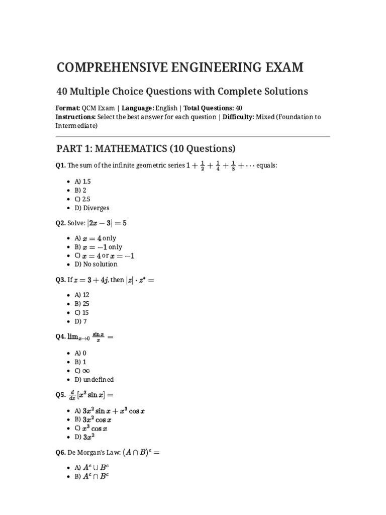Engineering Fundamentals Exam Guide | PDF | Electronic Circuits ...