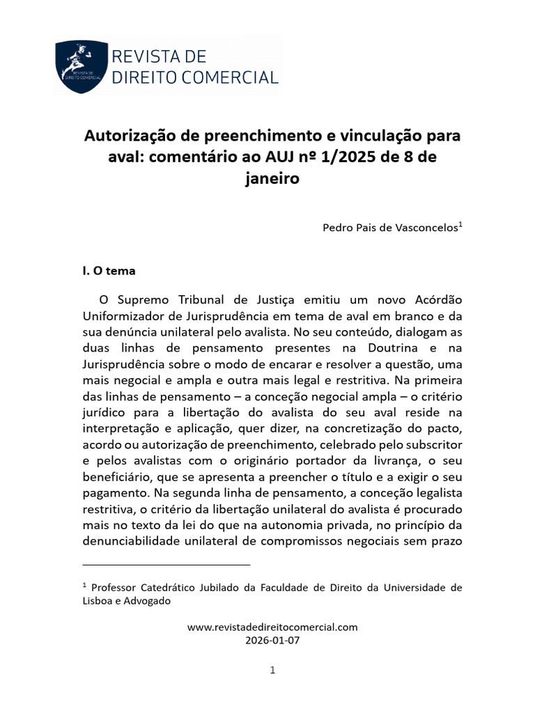 Aval em Branco: Análise do AUJ 1/2025 | PDF | Crédito | Finanças e ...