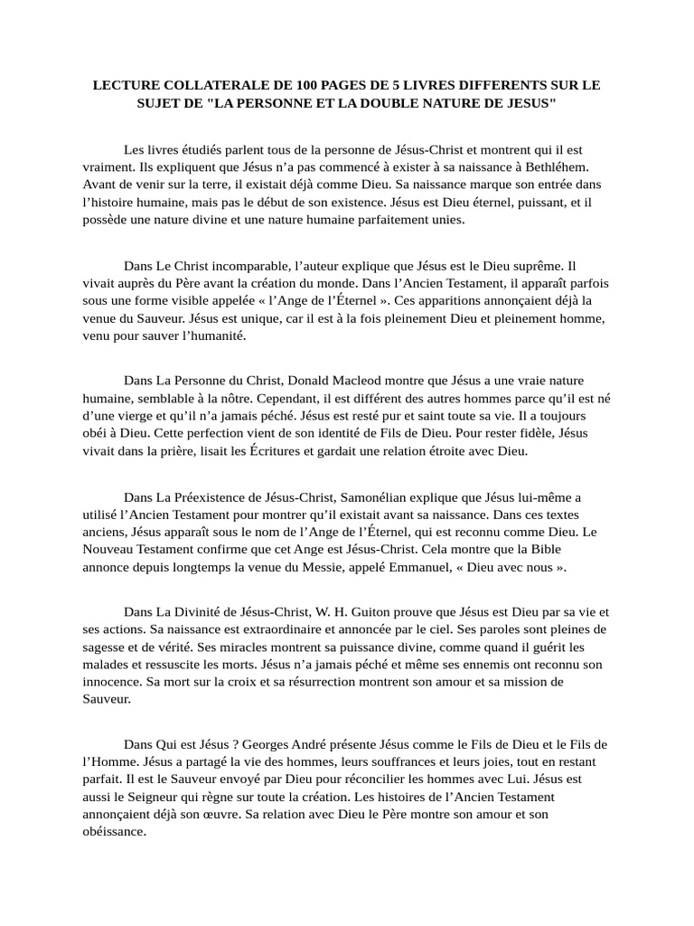 La double nature de Jésus-Christ expliquée | PDF | Jésus | Dieu
