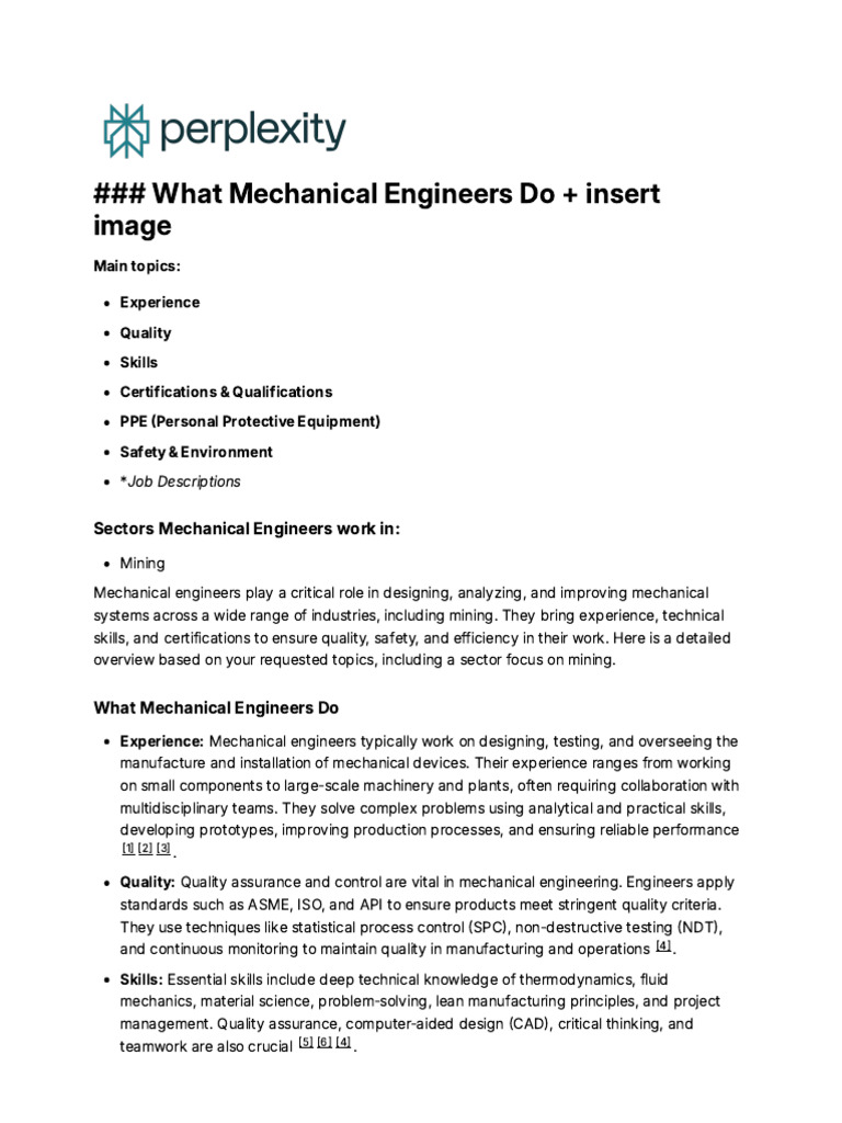 Mechanical Engineers in Mining: Roles & Skills | PDF | Safety ...
