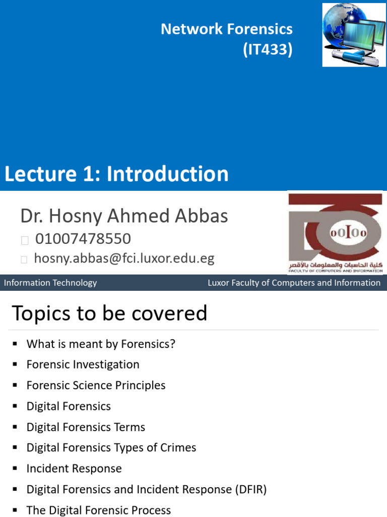 Lecture 1 Introduction | PDF | Digital Forensics | Computer Forensics