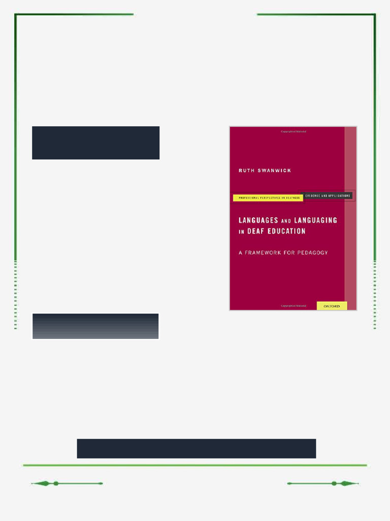 Languages and Languaging in Deaf Education A Framework for Pedagogy 1st ...