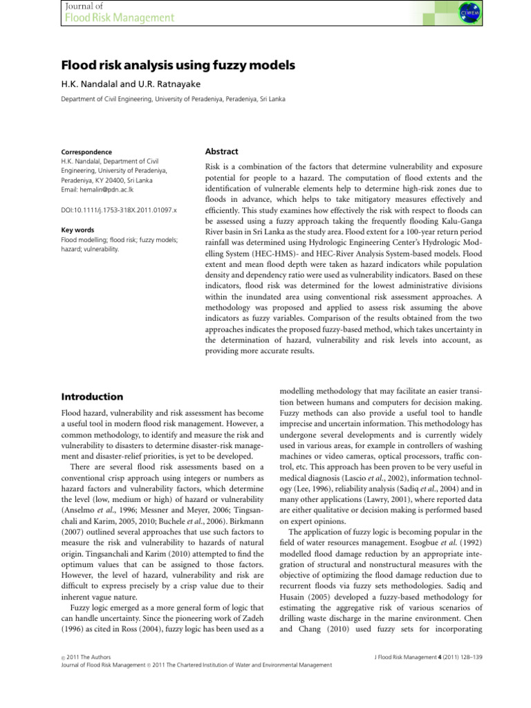 Fuzzy Models for Flood Risk Assessment | PDF | Flood | Fuzzy Logic
