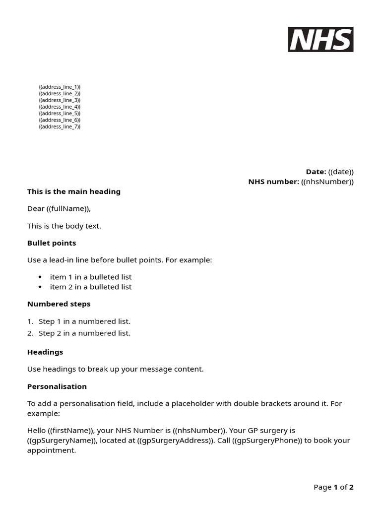 NHS Notification Letter Guidelines | PDF