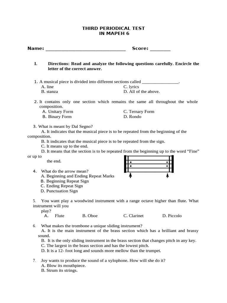 MAPEH 6 Third Periodical Test Questions | PDF | Energy Development ...