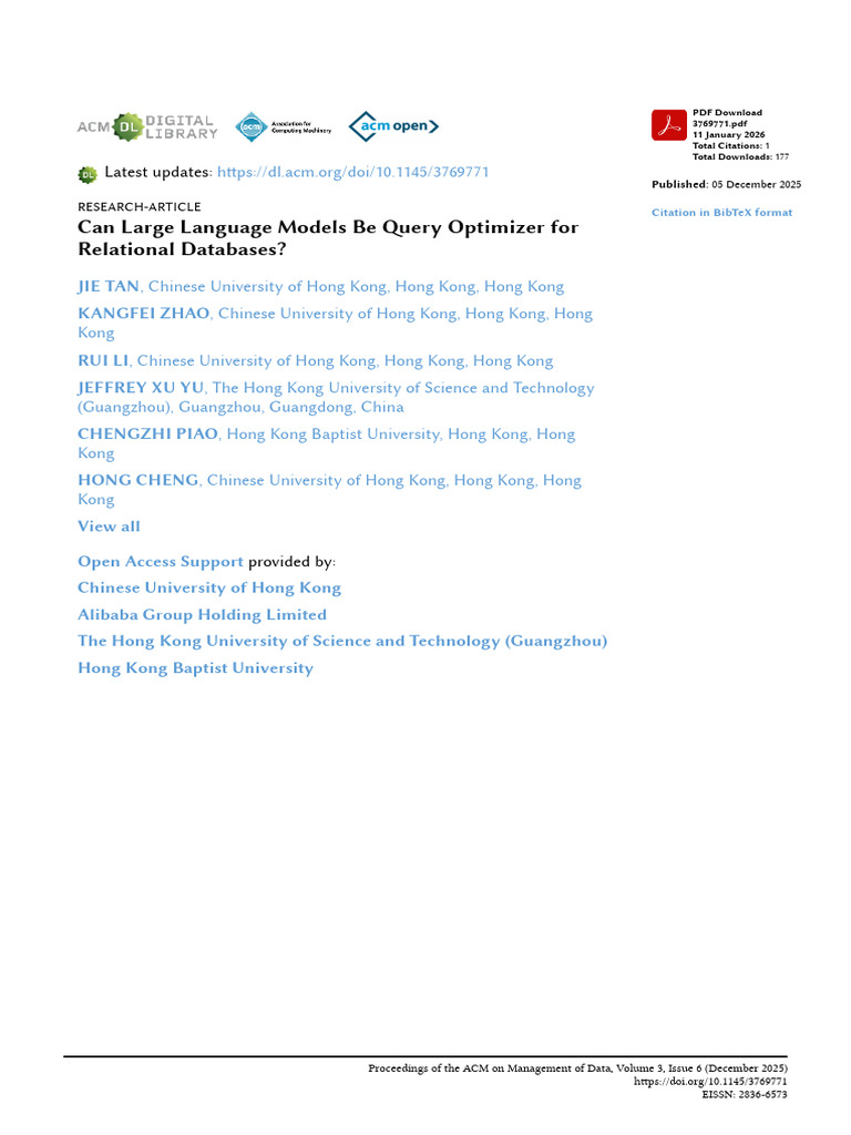 LLMs as Query Optimizers for Databases | PDF | Databases | Computing