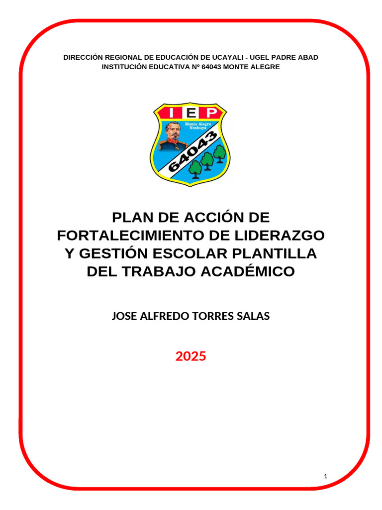 Plan de Liderazgo Educativo 2025 Ucayali | PDF | Liderazgo | Plan de ...