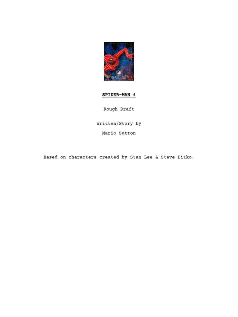 Spider-Man 4 Rough Draft Script | PDF | Spider Man | Characters Created