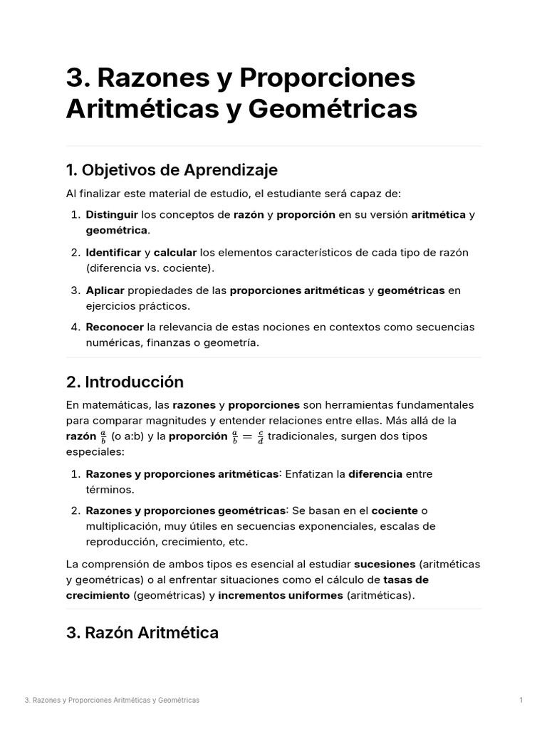 3. Razones y Proporciones Aritmticas y Geomtricas | PDF | Proporción ...