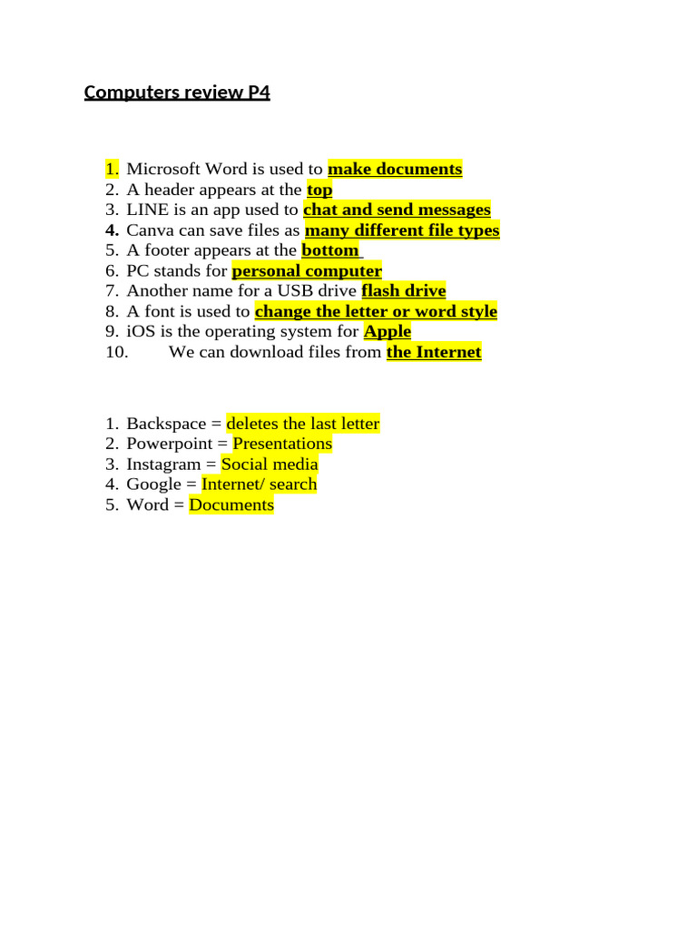 Computers Review P4 | PDF