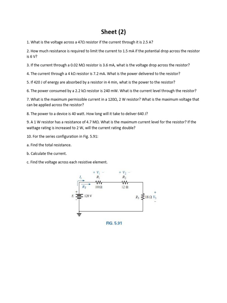 Resistor Voltage and Power Calculations | PDF