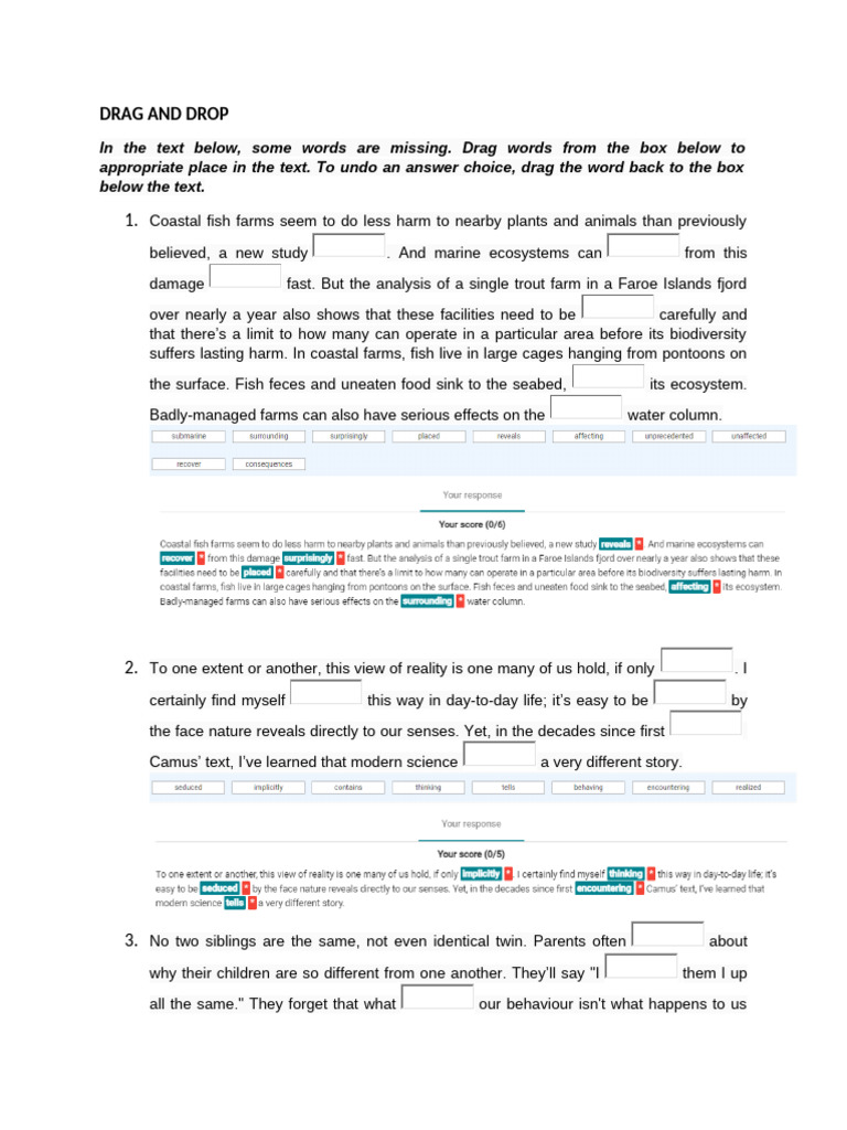 Drag and Drop Word Completion Exercise | PDF | Matter | Universe