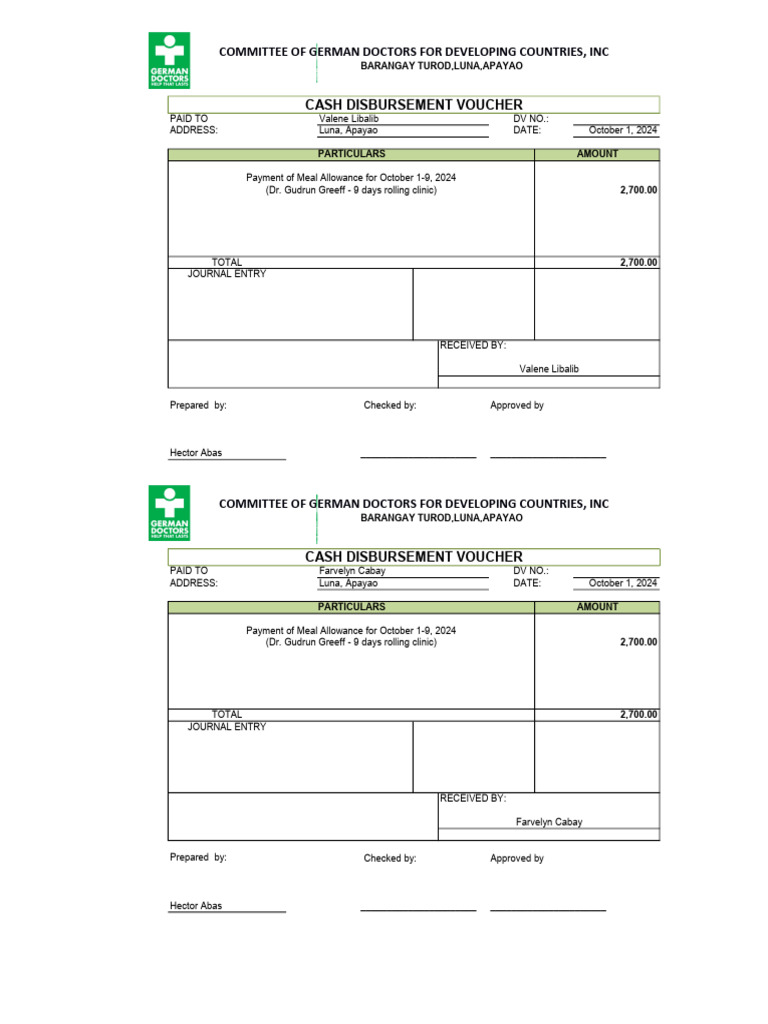 Cash Disbursement Vouchers for Apayao | PDF