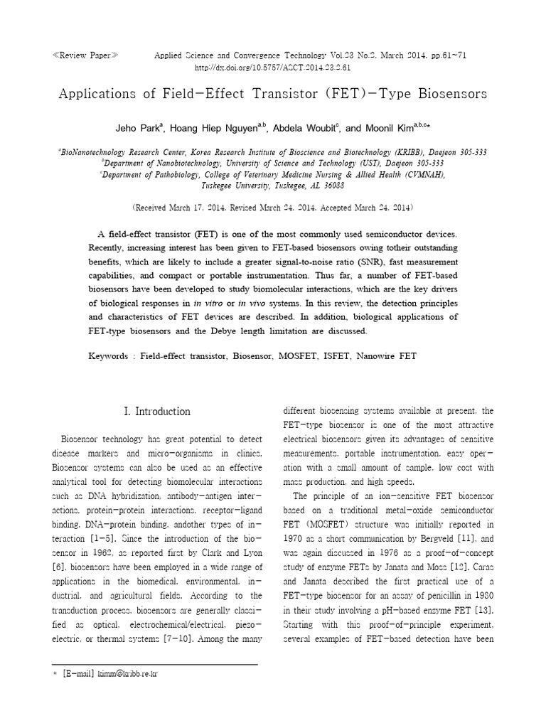 Applications of Field Effect Transistor | PDF | Field Effect Transistor ...