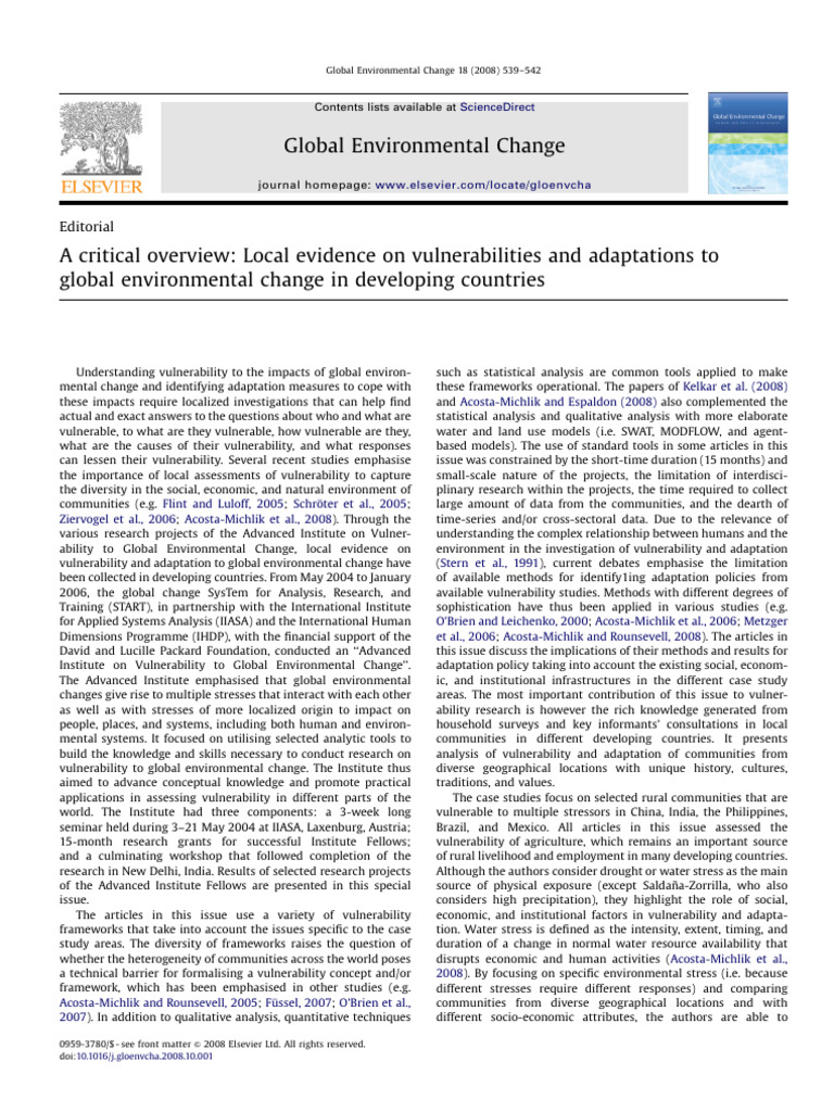 EEGEC Local Evidence on Vulnerabilities and Adaptations to Global ...
