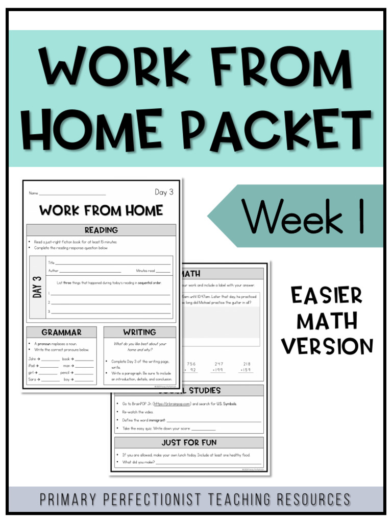 Work_From_Home_Packet_Week_1_EASIER_MATH | PDF | Copyright