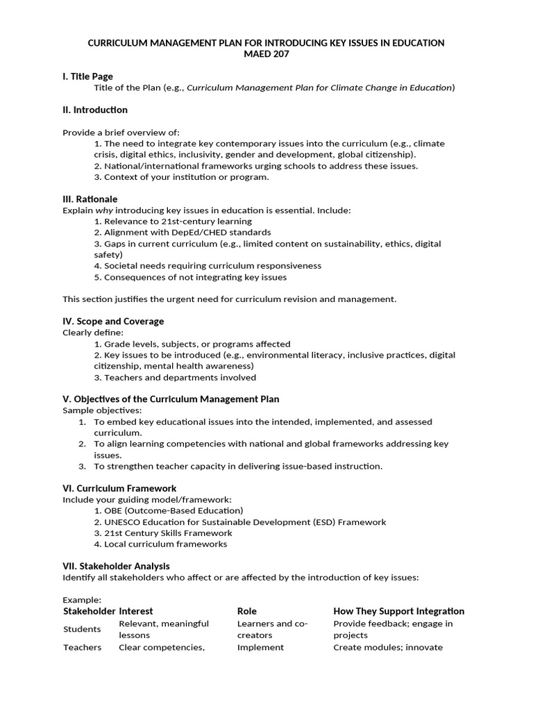 Curriculum Management for Key Education Issues | PDF | Curriculum ...