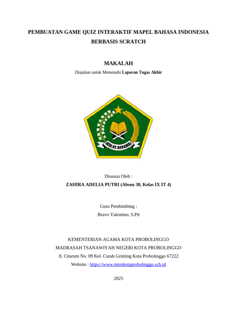 Game Quiz Interaktif Bahasa Indonesia Scratch | PDF