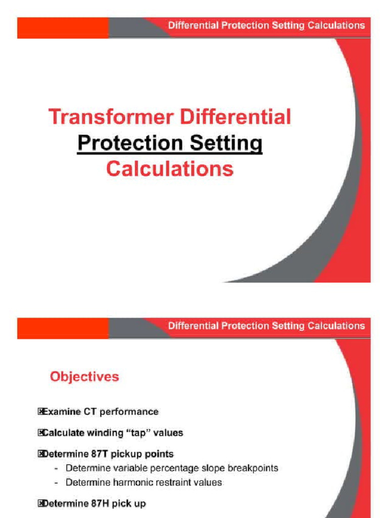Transformer Differential Protection Setting Calculations | PDF