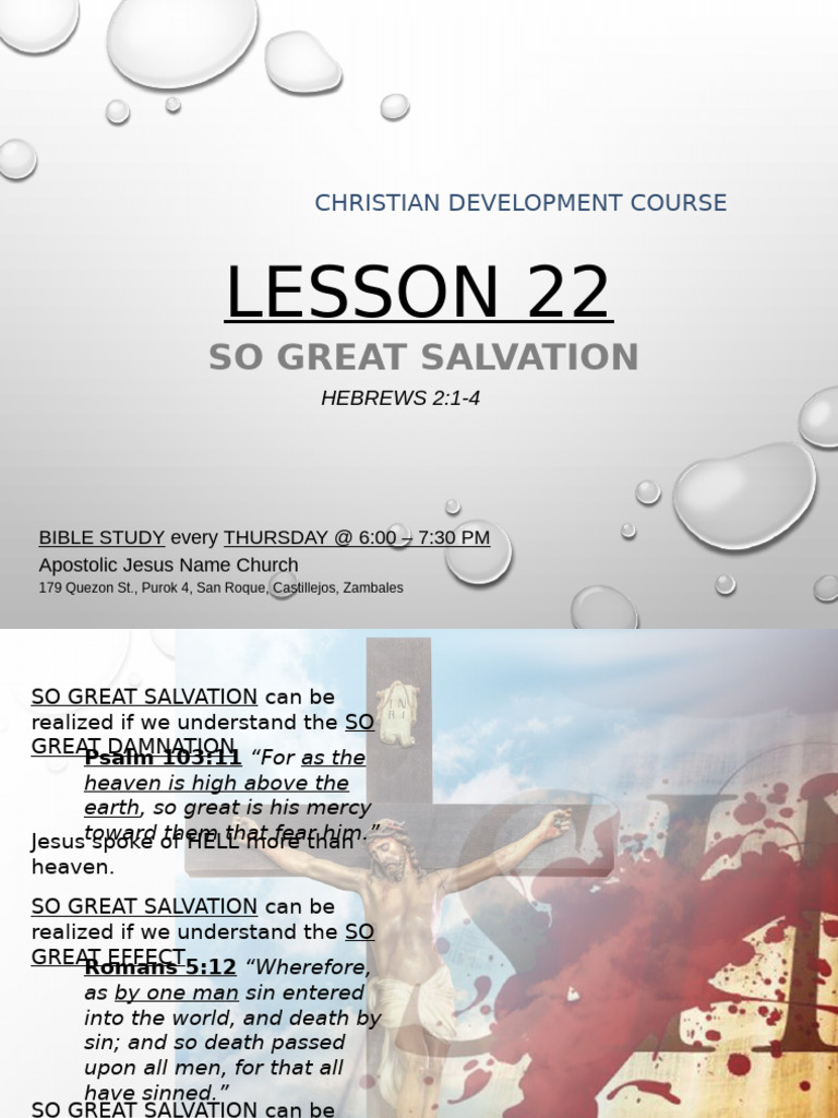 LESSON 22 So Great Salvation copy | PDF | Salvation | Sin
