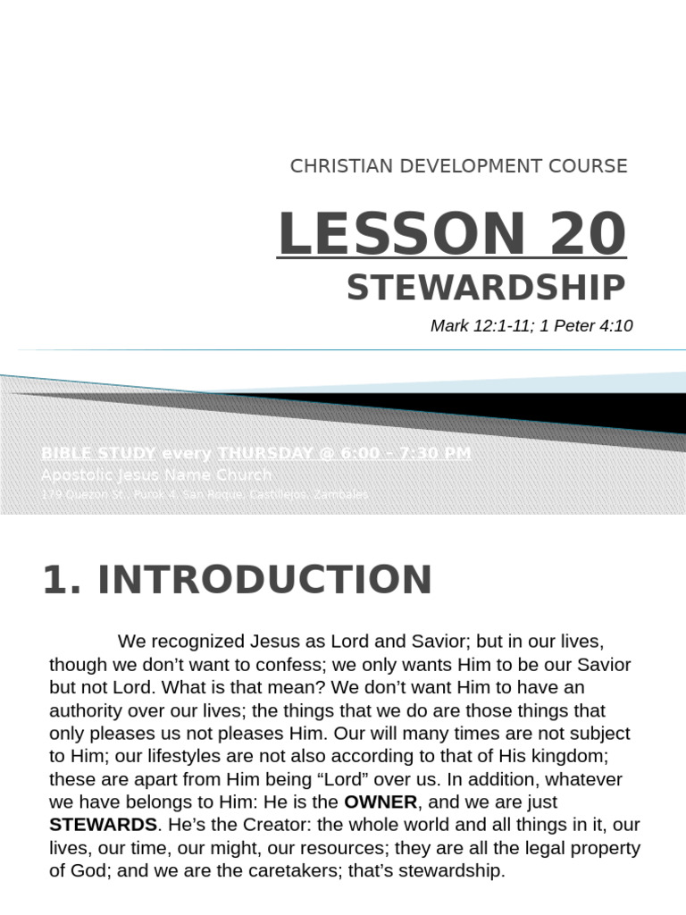 Understanding Christian Stewardship | PDF | First Epistle To The ...