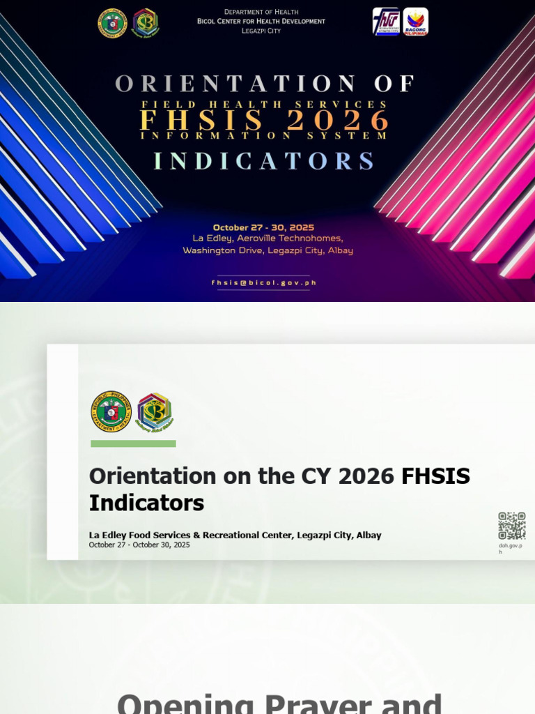 CY 2026 FHSIS Indicators Orientation | PDF