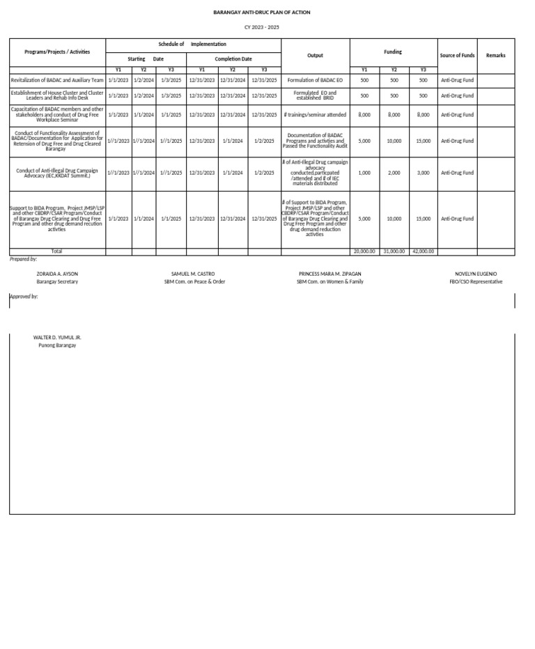 badac plan of action | PDF