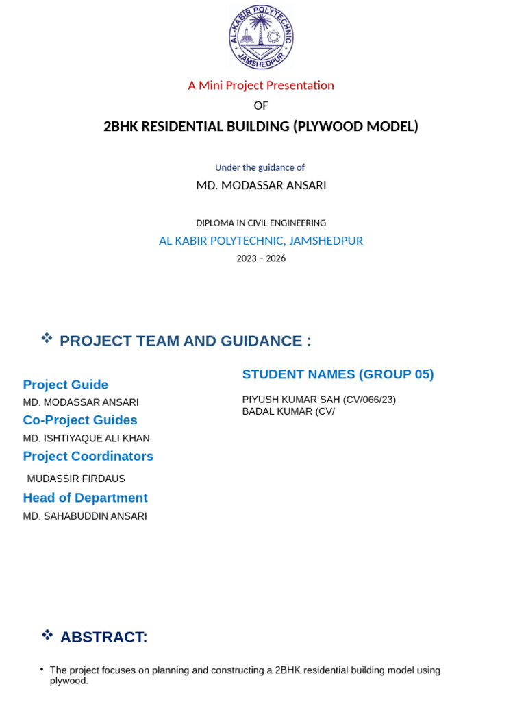 2BHK Residential Building Model Project | PDF | Stairs