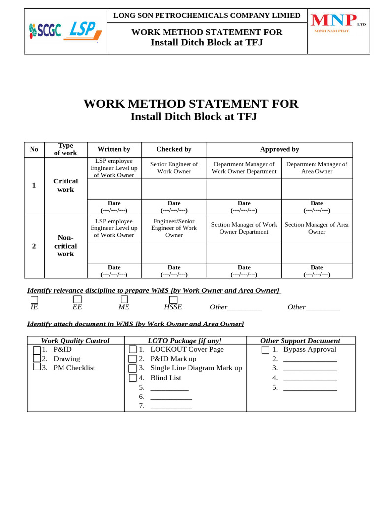 Ditch Block Installation Method Statement | PDF | Personal Protective ...