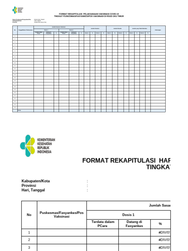 Laporan Rekapitulasi Pelaksanaan Vaksinasi | PDF