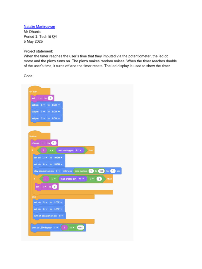 Timer Control Project with LED and Sound | PDF