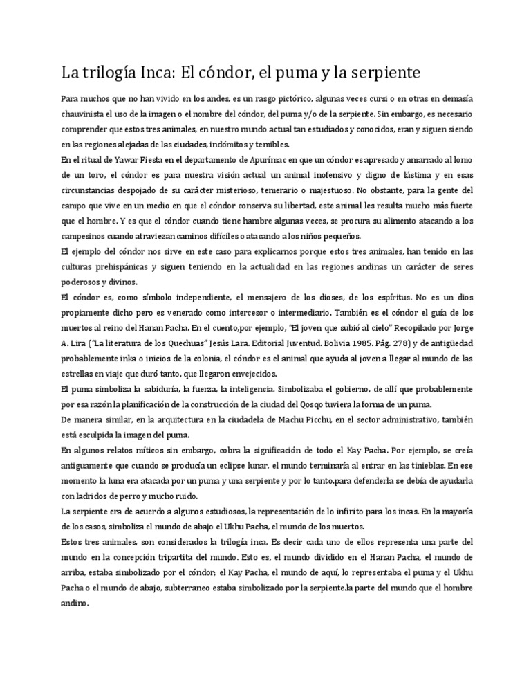 La trilogía Inca | PDF | Imperio Inca | Serpiente