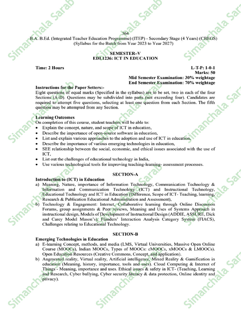 ICT in Education Complete Notes PDF - Sem 5 EDL1236 - B.A. B.Ed / ITEP ...