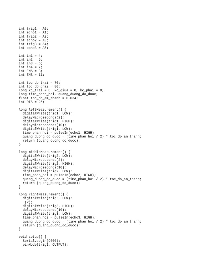Arduino Obstacle Avoidance Code | PDF | Stationery